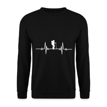 Herzschlag Solo-Wanderer - Unisex Pullover - Schwarz - Vorne - Alina (178cm) & Michal (187cm)