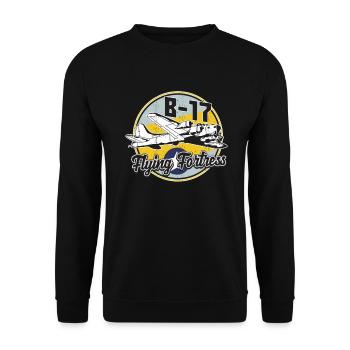 Flugzeug Weltkrieg - Boeing B-17 Flying Fortress - Unisex Pullover - Schwarz - Vorne - Alina (178cm) & Michal (187cm)