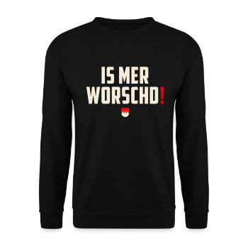 Is mer worschd - Franken Dialekt Spruch Fränkisch - Unisex Pullover - Schwarz - Vorne - Alina (178cm) & Michal (187cm)