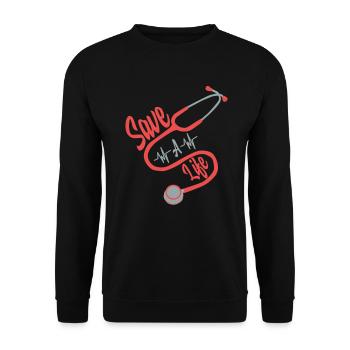 Nurse Stethoscope Gift - Unisex Sweatshirt - black - Front - Alina (178cm) & Michal (187cm)