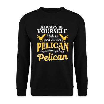 Pelican Gift Always Be Pelican Zookeeper - Unisex Pullover - Schwarz - Vorne - Alina (178cm) & Michal (187cm)