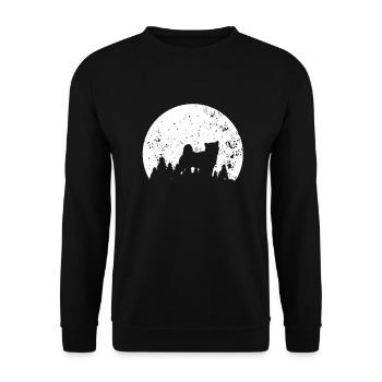 Shiba Inu Moon Silhouette Japan Dog Lovers - Unisex Sweatshirt - black - Front - Alina (178cm) & Michal (187cm)