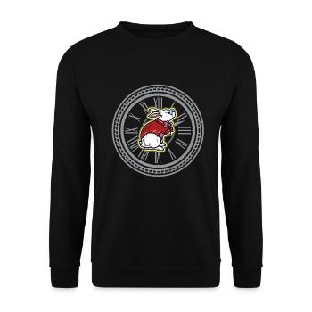 White Rabbit Vintage Clock Steampunk Gift - Unisex Sweatshirt - black - Front - Alina (178cm) & Michal (187cm)