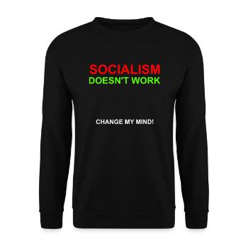 Anti Sozialismus Kapitalismus funktioniert nicht - Unisex Pullover - Schwarz - Vorne - Alina (178cm) & Michal (187cm)