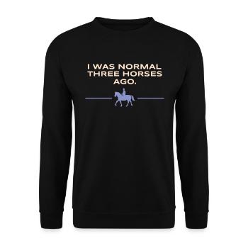 monter cheval trakehner cheval fou fille blague - Sweat-shirt Unisexe - noir - Devant - Alina (178cm) & Michal (187cm)