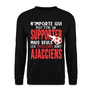 Cadeau foot ajaccio supporter football ajaccien - Sweat-shirt Unisexe - noir - Devant - Alina (178cm) & Michal (187cm)