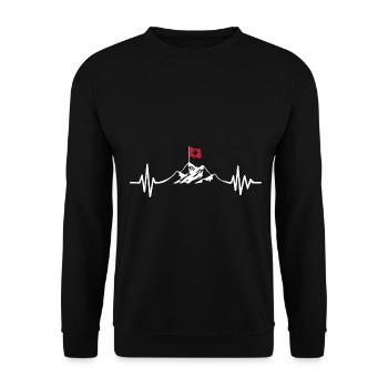 Heartbeat Mountains et drapeau suisse - (B.w) - Sweat-shirt Unisexe - noir - Devant - Alina (178cm) & Michal (187cm)