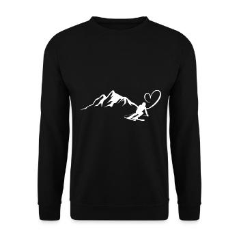 Heart - Mountain - Skiing - (9) - Unisex Sweatshirt - black - Front - Alina (178cm) & Michal (187cm)