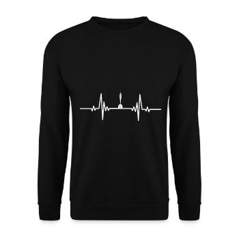 Herzschlag fetter Dartpin - Unisex Pullover - Schwarz - Vorne - Alina (178cm) & Michal (187cm)