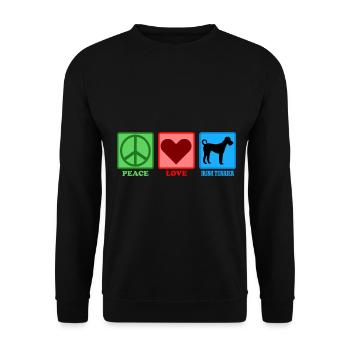 Irish Terrier Hund Peace Love - Unisex Pullover - Schwarz - Vorne - Alina (178cm) & Michal (187cm)