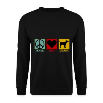 Chien d'arrêt Epagneul Breton - Chien Peace Love - Sweat-shirt Unisexe - noir - Devant - Alina (178cm) & Michal (187cm)