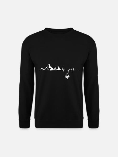Heartbeat - Mountain - Skiing - (5) - Unisex Sweatshirt - black