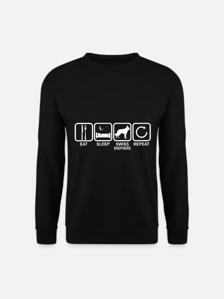 Weisser Schweizer Schäferhund - Eat Sleep Repeat - Unisex Pullover - Schwarz