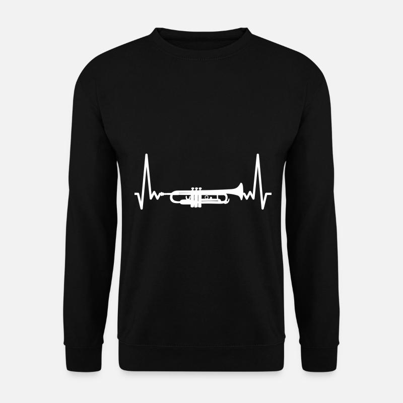 Trompete Herzschlag EKG Trompeter Blasinstrument - Unisex Pullover - Schwarz
