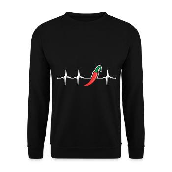 Chili Pfeffer - Unisex Pullover - Schwarz - Vorne - Alina (178cm) & Michal (187cm)
