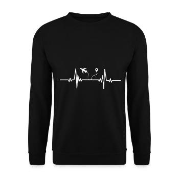 Herzschlag Flugzeug und Navigation - Unisex Pullover - Schwarz - Vorne - Alina (178cm) & Michal (187cm)