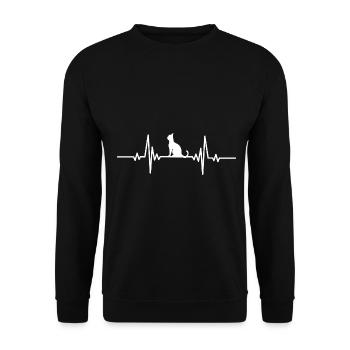 Herzschlag süße Katze wartend - Unisex Pullover - Schwarz - Vorne - Alina (178cm) & Michal (187cm)