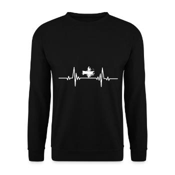 Heartbeat zwei Personen beim Fischen - Unisex Pullover - Schwarz - Vorne - Alina (178cm) & Michal (187cm)