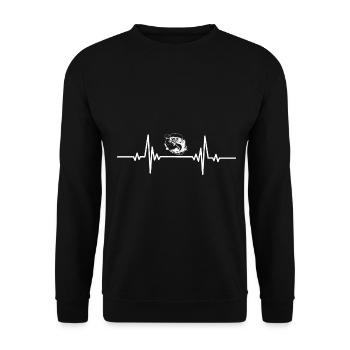 Poisson battant le cœur - Sweat-shirt Unisexe - noir - Devant - Alina (178cm) & Michal (187cm)