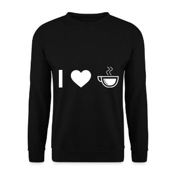 Ich Herz und Kaffee - - Unisex Pullover - Schwarz - Vorne - Alina (178cm) & Michal (187cm)