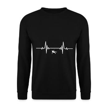 Herzschlag Felskletterer - Unisex Pullover - Schwarz - Vorne - Alina (178cm) & Michal (187cm)