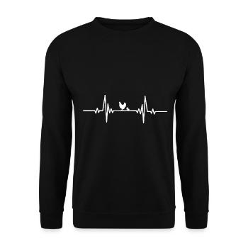 Herzschlag Bauernhof Huhn und zwei Eier - Unisex Pullover - Schwarz - Vorne - Alina (178cm) & Michal (187cm)