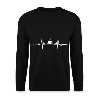 Herzschlag heiße fette Kaffeetasse - Unisex Pullover - Schwarz - Vorne - Alina (178cm) & Michal (187cm)
