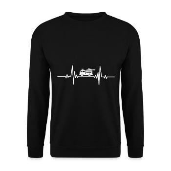 Heartbeat Feuerwehrmann Feuerwehrauto - Unisex Pullover - Schwarz - Vorne - Alina (178cm) & Michal (187cm)