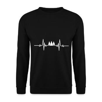 Heartbeat Waldbäume - Unisex Pullover - Schwarz - Vorne - Alina (178cm) & Michal (187cm)