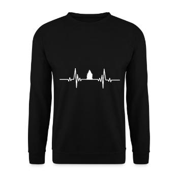 Herzschlag-Baum - Unisex Pullover - Schwarz - Vorne - Alina (178cm) & Michal (187cm)