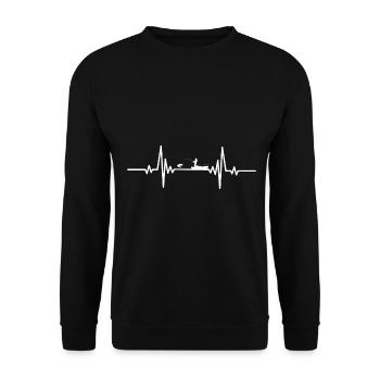 Heartbeat catches angler - Unisex Sweatshirt - black - Front - Alina (178cm) & Michal (187cm)