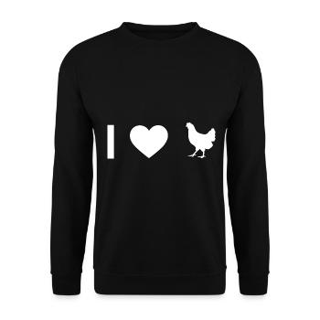 Ich Herz und Henne - - Unisex Pullover - Schwarz - Vorne - Alina (178cm) & Michal (187cm)