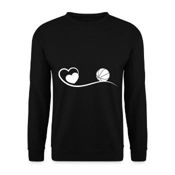 Herz und Basketball - (2) - Unisex Pullover - Schwarz - Vorne - Alina (178cm) & Michal (187cm)