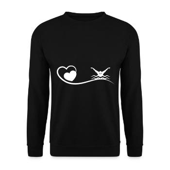 Heart and Swimming - - Unisex Sweatshirt - black - Front - Alina (178cm) & Michal (187cm)