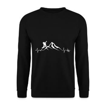 Heartbeat - Mountain - Snowboarding - (4) - Unisex Sweatshirt - black - Front - Alina (178cm) & Michal (187cm)