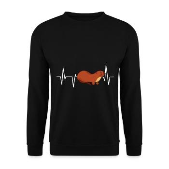 Funny Otter Cute Animal Sea Otter Fun Sweetheart - Unisex Sweatshirt - black - Front - Alina (178cm) & Michal (187cm)