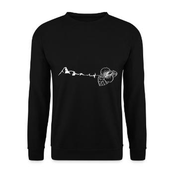 Flower - Heartbeat - Mountain - (4) - Unisex Sweatshirt - black - Front - Alina (178cm) & Michal (187cm)