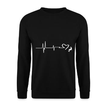 Herz - Herzschlag - Klettern - (4) - Unisex Pullover - Schwarz - Vorne - Alina (178cm) & Michal (187cm)
