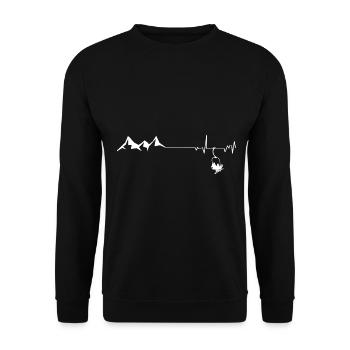 Herzschlag - Berg - Skifahren - (2) - Unisex Pullover - Schwarz - Vorne - Alina (178cm) & Michal (187cm)
