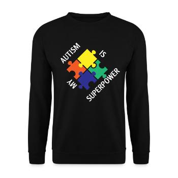 Autism is my Superpower - Puzzle - Spruch - Unisex Pullover - Schwarz - Vorne - Alina (178cm) & Michal (187cm)