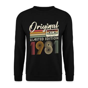 Né en 1981 Original Vintage Retro Anniversaire - Sweat-shirt Unisexe - noir - Devant - Alina (178cm) & Michal (187cm)