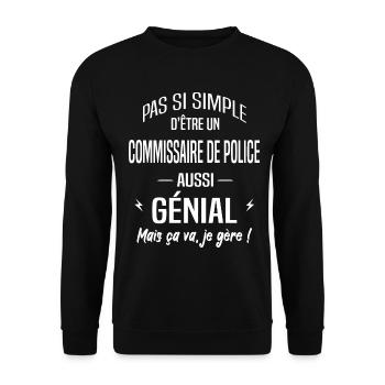 Commissaire de police - Sweat-shirt Unisexe - noir - Devant - Alina (178cm) & Michal (187cm)