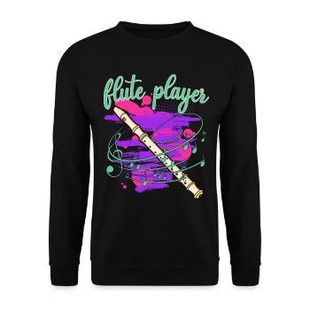 flûte flûtiste flûte à bec joueur de flûte traversière flûte traversière - Sweat-shirt Unisexe - noir - Devant - Alina (178cm) & Michal (187cm)