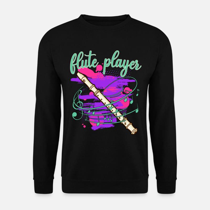 flöte flötist blockflöte flötenspieler querflöte - Unisex Pullover - Schwarz