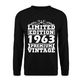 Born in 1963 Vintage Limited Edition 60 Years - Unisex Pullover - Schwarz - Vorne - Alina (178cm) & Michal (187cm)
