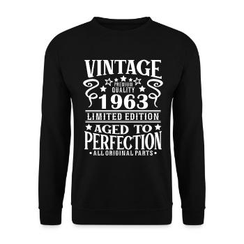Retro Vintage 1963 Birthday 60 Years Born in 1963 - Unisex Pullover - Schwarz - Vorne - Alina (178cm) & Michal (187cm)