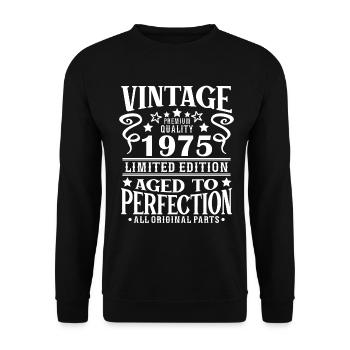 Retro Vintage 1975 Birthday 50 Years Born in 1975 - Unisex Pullover - Schwarz - Vorne - Alina (178cm) & Michal (187cm)