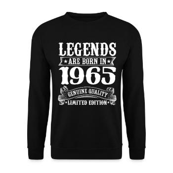 Legends are born in 1965 Birthday 60 Years - Unisex Pullover - Schwarz - Vorne - Alina (178cm) & Michal (187cm)