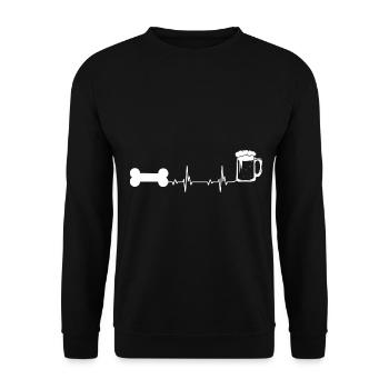 Heartbeat Beer and Dog - - Unisex Sweatshirt - black - Front - Alina (178cm) & Michal (187cm)