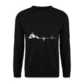 Ziege - Herzschlag - Berg - (4) - Unisex Pullover - Schwarz - Vorne - Alina (178cm) & Michal (187cm)